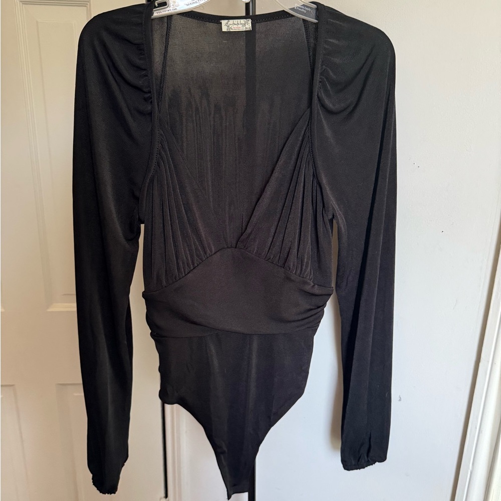 Free people Black Long Sleeve Bodysuit